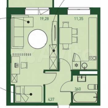 Продается 1-комнатная квартира, 41 м²