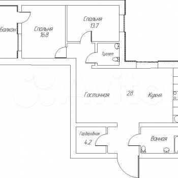 Продается 2-х комнатная квартира, 76,1 м²