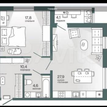 Продается 2-х комнатная квартира, 64 м²