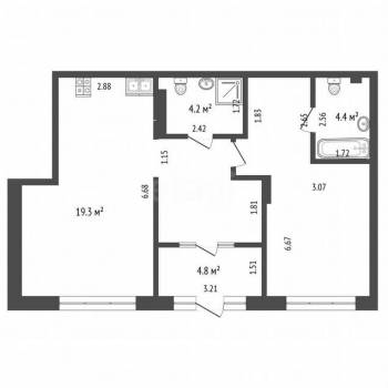 Продается 2-х комнатная квартира, 63,3 м²