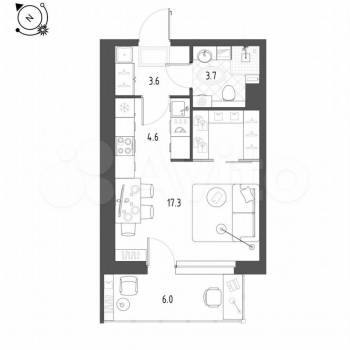 Продается 1-комнатная квартира, 25 м²