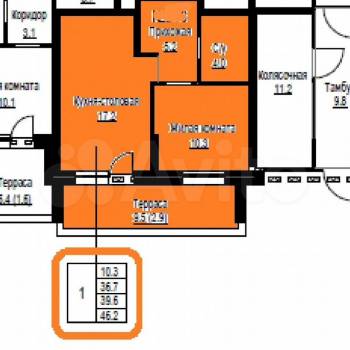 Продается 1-комнатная квартира, 46 м²