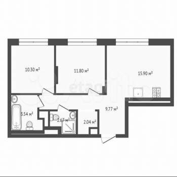 Продается 2-х комнатная квартира, 56,9 м²