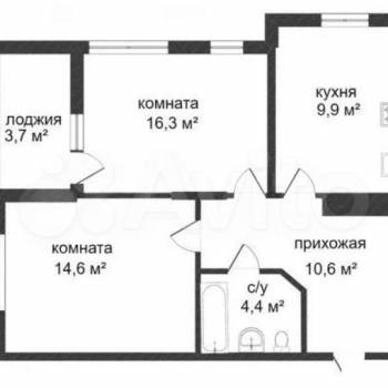 Продается 2-х комнатная квартира, 56,6 м²