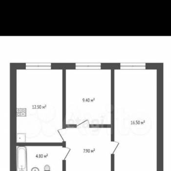 Продается 2-х комнатная квартира, 51,5 м²