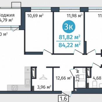 Продается 3-х комнатная квартира, 83,2 м²