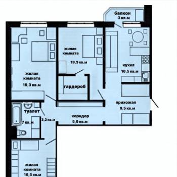 Продается 3-х комнатная квартира, 92,2 м²