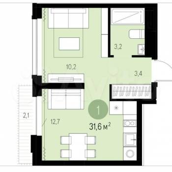 Продается 1-комнатная квартира, 30,6 м²