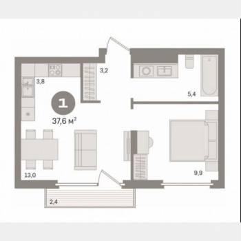 Продается 1-комнатная квартира, 34,7 м²