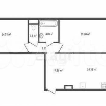 Продается 2-х комнатная квартира, 66,4 м²