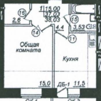Продается 1-комнатная квартира, 37,1 м²