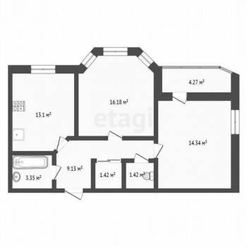 Продается 2-х комнатная квартира, 60 м²