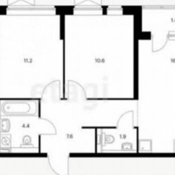 Сдается 2-х комнатная квартира, 54 м²