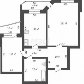 Продается 2-х комнатная квартира, 74 м²