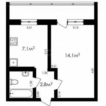 Продается 1-комнатная квартира, 27 м²