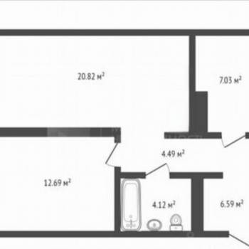Продается 1-комнатная квартира, 57 м²