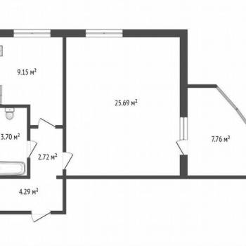 Продается 1-комнатная квартира, 45,8 м²