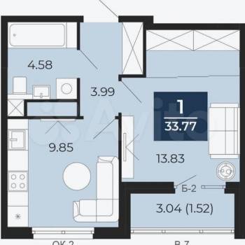 Сдается 1-комнатная квартира, 31,8 м²
