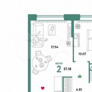Продается 1-комнатная квартира, 37 м²