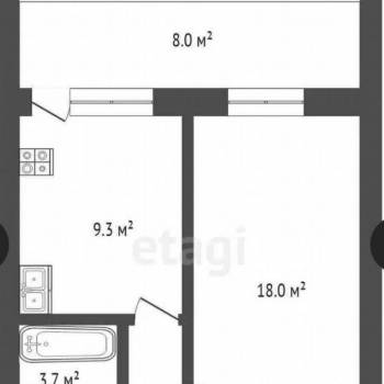 Продается 1-комнатная квартира, 34,6 м²