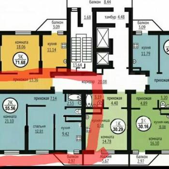 Продается 2-х комнатная квартира, 56 м²