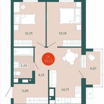 Сдается 2-х комнатная квартира, 55,2 м²