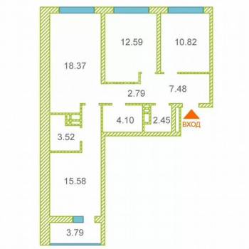 Продается 3-х комнатная квартира, 79,6 м²