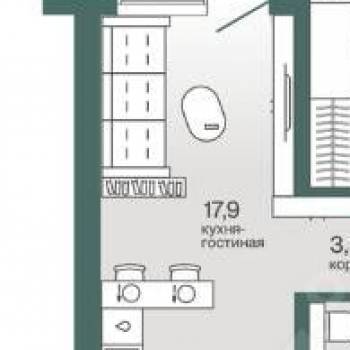 Продается 1-комнатная квартира, 53 м²