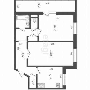 Продается 2-х комнатная квартира, 54,3 м²
