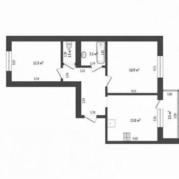 Сдается 2-х комнатная квартира, 55,4 м²