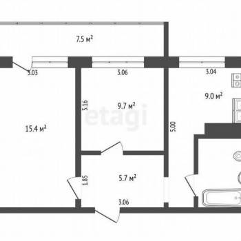 Продается 2-х комнатная квартира, 54 м²