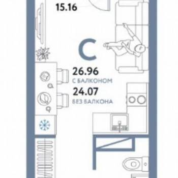Сдается 1-комнатная квартира, 25 м²