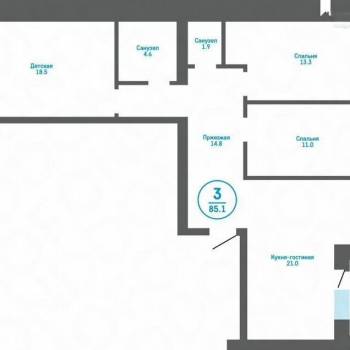Продается 3-х комнатная квартира, 85,8 м²