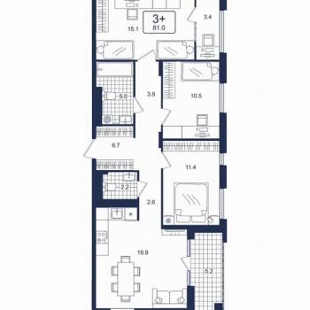 Продается 3-х комнатная квартира, 80,5 м²