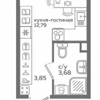 Продается 1-комнатная квартира, 20,3 м²