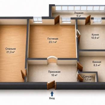 Продается 2-х комнатная квартира, 79,8 м²