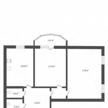 Продается 2-х комнатная квартира, 54,3 м²