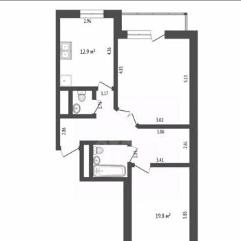 Продается 2-х комнатная квартира, 77,9 м²