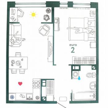 Продается 1-комнатная квартира, 44,8 м²