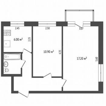 Продается 2-х комнатная квартира, 42,2 м²