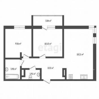 Продается 2-х комнатная квартира, 54,1 м²