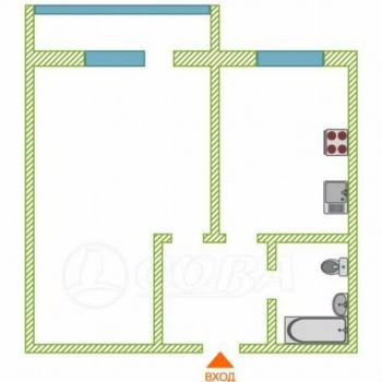 Продается 1-комнатная квартира, 35,1 м²