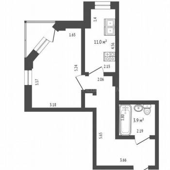 Продается 1-комнатная квартира, 42,8 м²