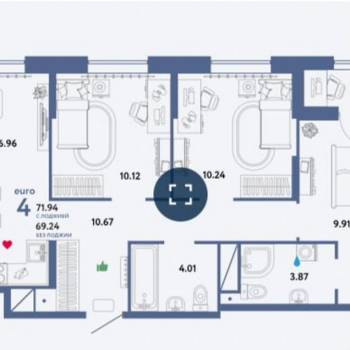 Продается Многокомнатная квартира, 72,4 м²