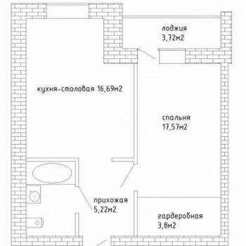 Продается 1-комнатная квартира, 44 м²