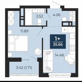 Продается 1-комнатная квартира, 35,7 м²