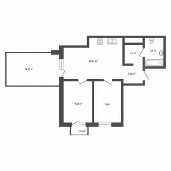 Продается 2-х комнатная квартира, 62,5 м²