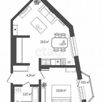 Продается 1-комнатная квартира, 41,4 м²