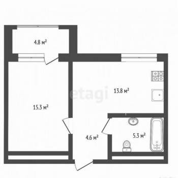 Продается 1-комнатная квартира, 43,4 м²