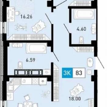 Продается 3-х комнатная квартира, 83,7 м²